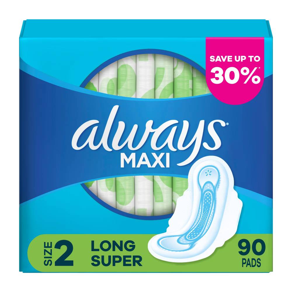 Always - Long and Super Maxi Pads with Flexi-Wings Multipack - 90 Count Each