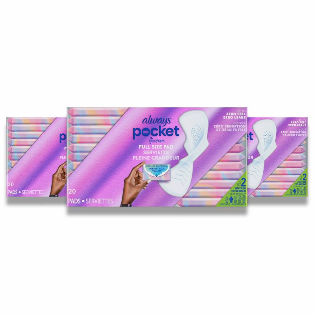 Always Pocket FlexFoam Heavy Flow Pads with Wings, 60 ct