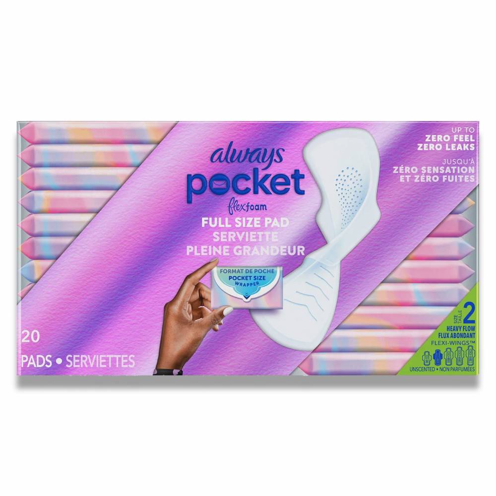 Always Pocket FlexFoam Heavy Flow Pads with Wings, 60 ct