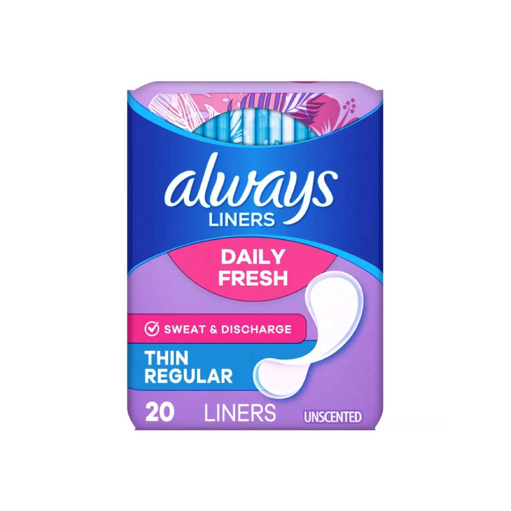 Always - Thin Regular Liners, Daily Fresh, Unscented - 20 Ct Ea - 24 Pack