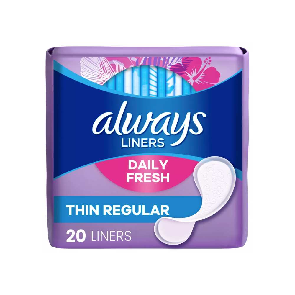 Always - Thin Regular Liners, Daily Fresh, Unscented - 20 Ct Ea - 24 Pack