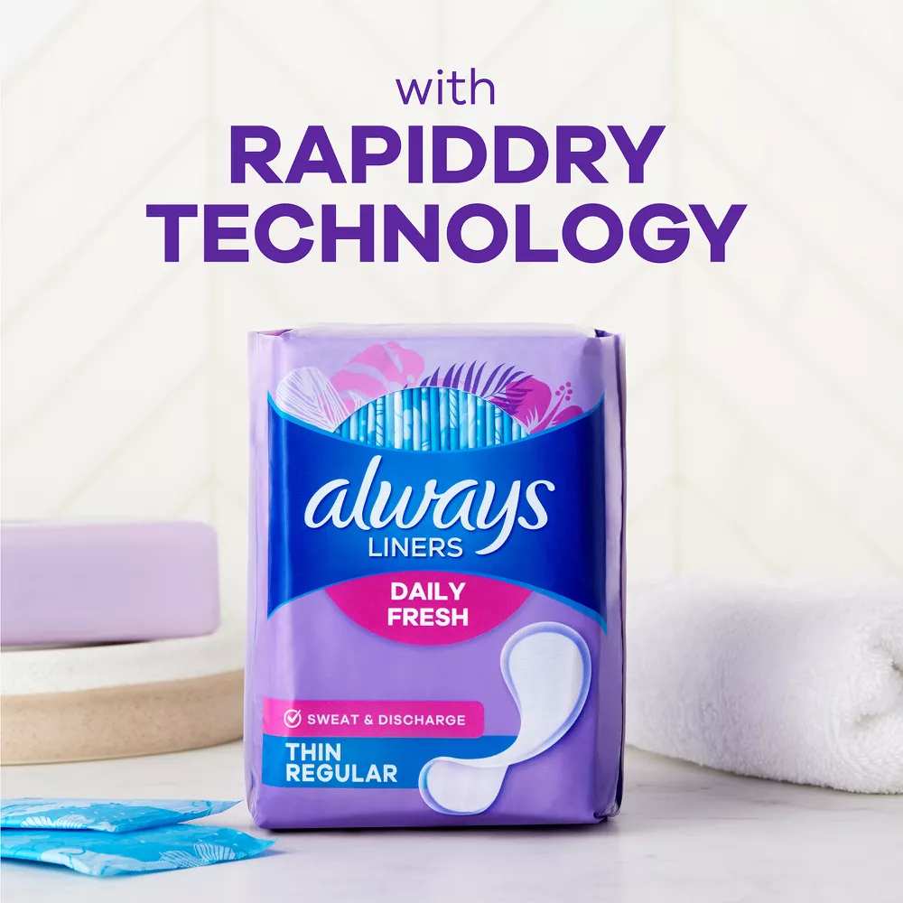 Always - Thin Regular Liners, Daily Fresh, Unscented - 20 Ct Ea - 24 Pack