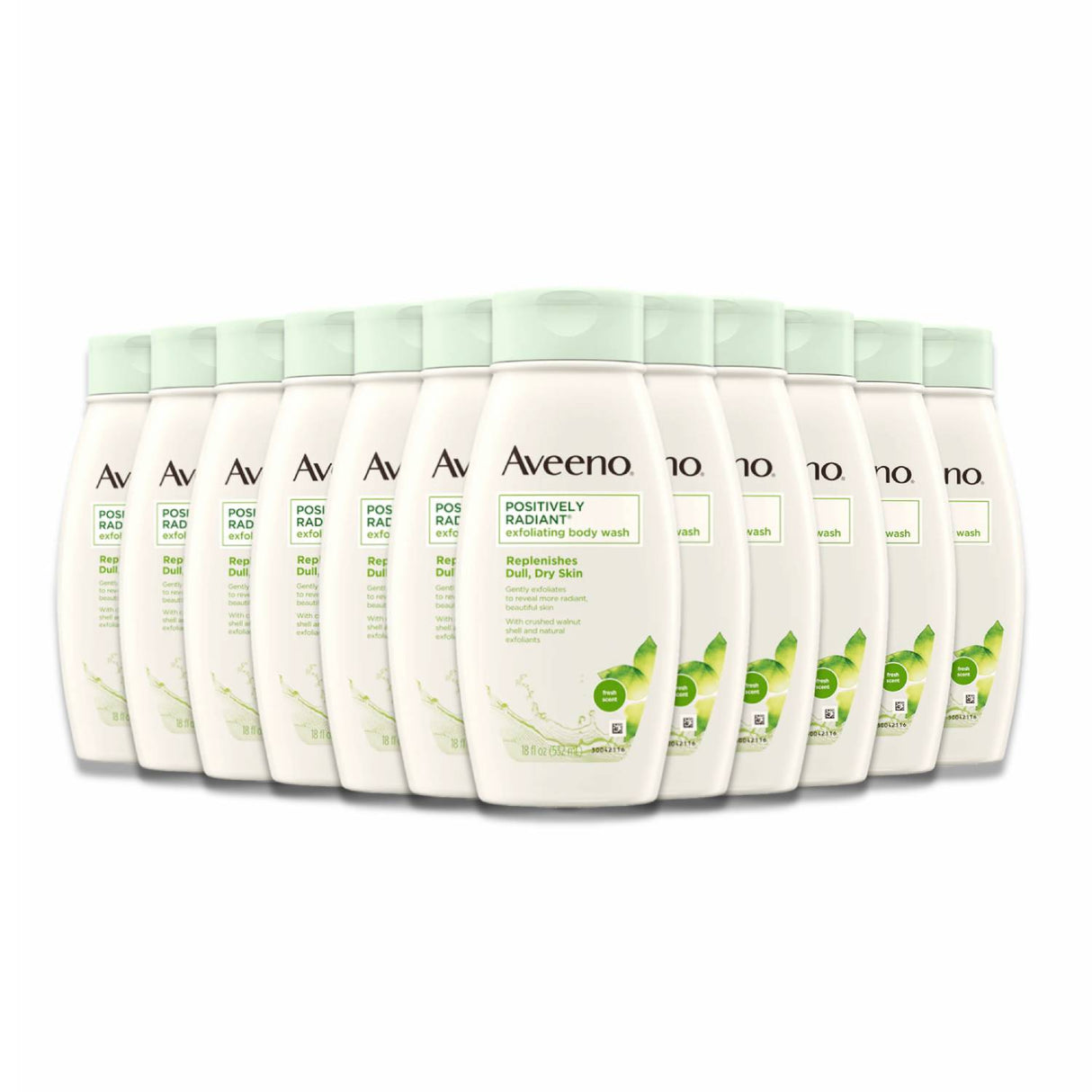 Aveeno Positively Radiant Body Wash Exfoliating 18 oz ea- 12 Pack