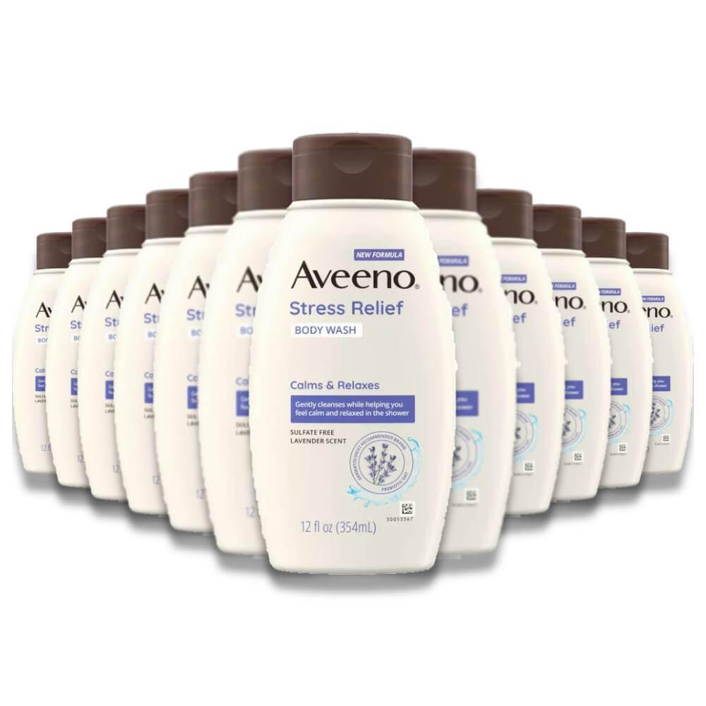 Aveeno Stress Relief Body Wash - Lavender, Chamomile, Ylang-Ylang - 12 oz - 12 Pack Contarmarket