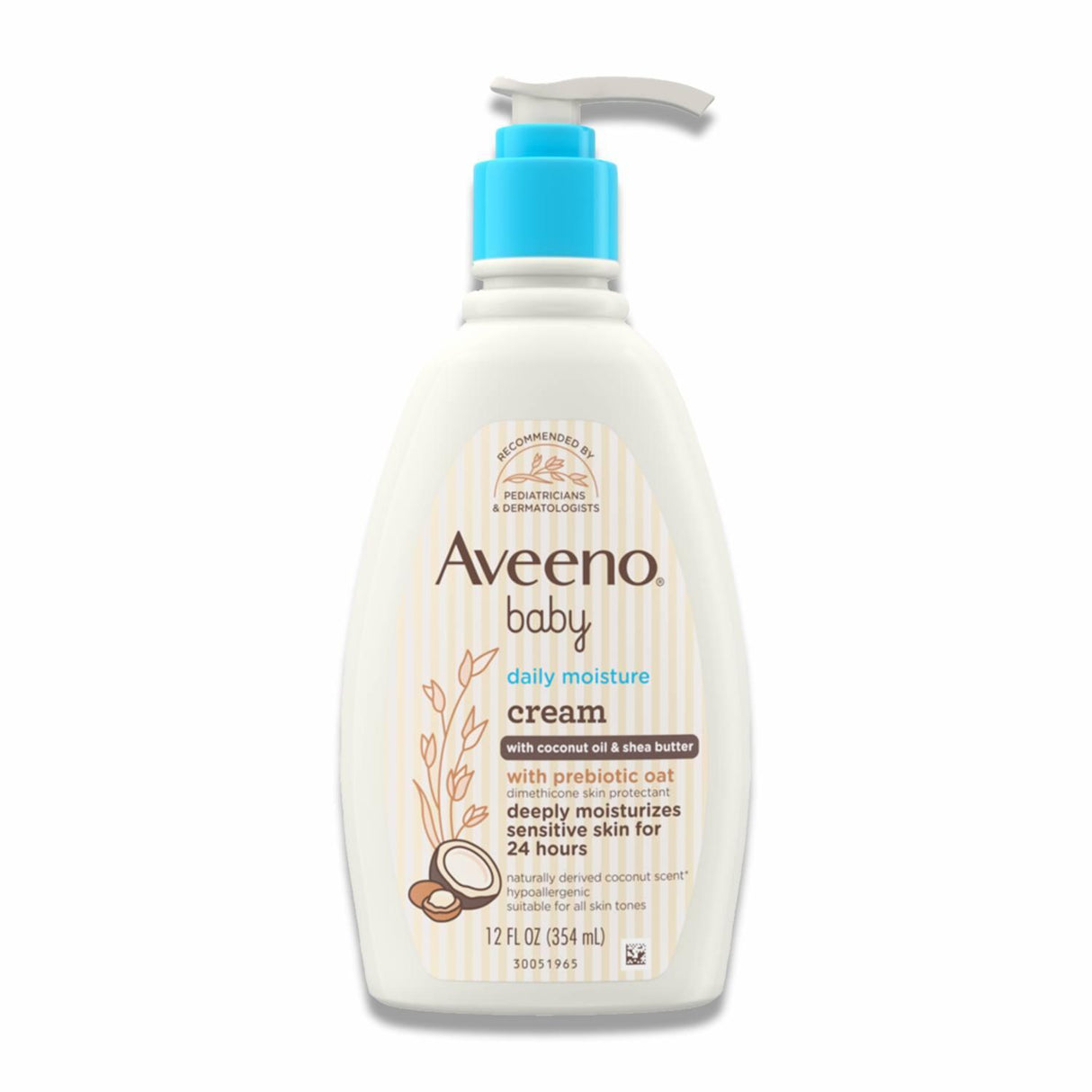 Aveeno - Baby Daily Moisturizing Cream with Prebiotic Oat & Shea Butter, Gentle Coconut Scent - 12 Oz - 12 Pack