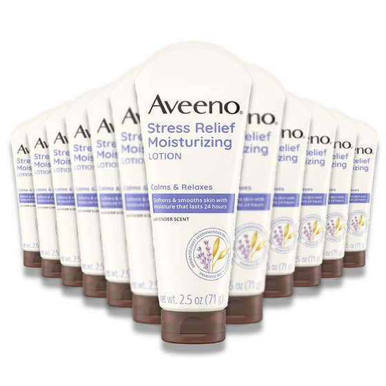 Aveeno - Stress Relief Moisturizing Lotion, Lavender Scent - 2.5 Oz - 12 Pack - Aveeno Stress Relief Moisturizing Lotion L...