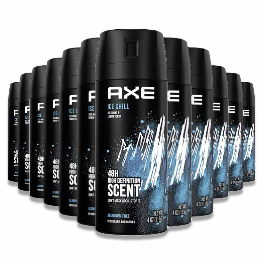 Axe - Body Spray Deodorant 4 oz Ice Chill, Frozen Lemon & Eucalyptus - 12 Pack