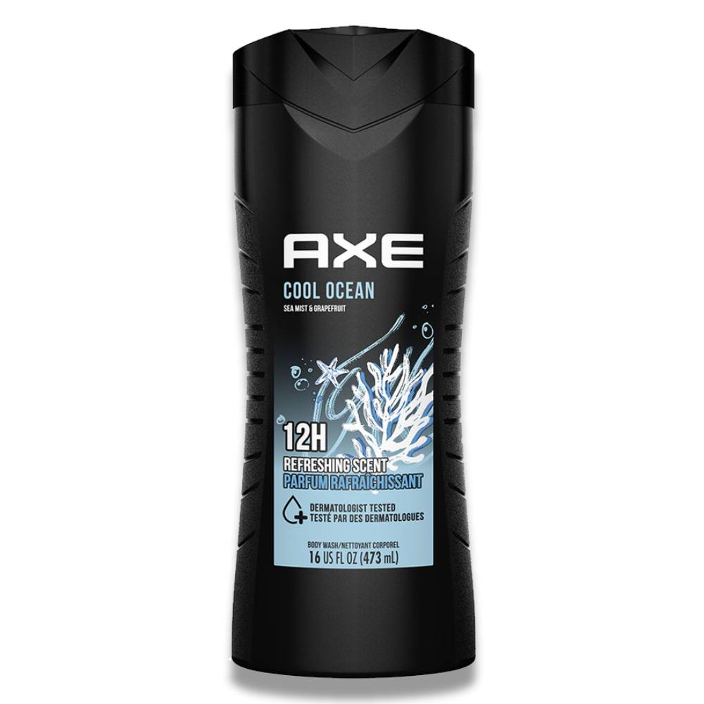 Axe - Cool Ocean Mens Body Wash 12H Refreshing Scent With Essential Oils 16 oz - 4 Pack