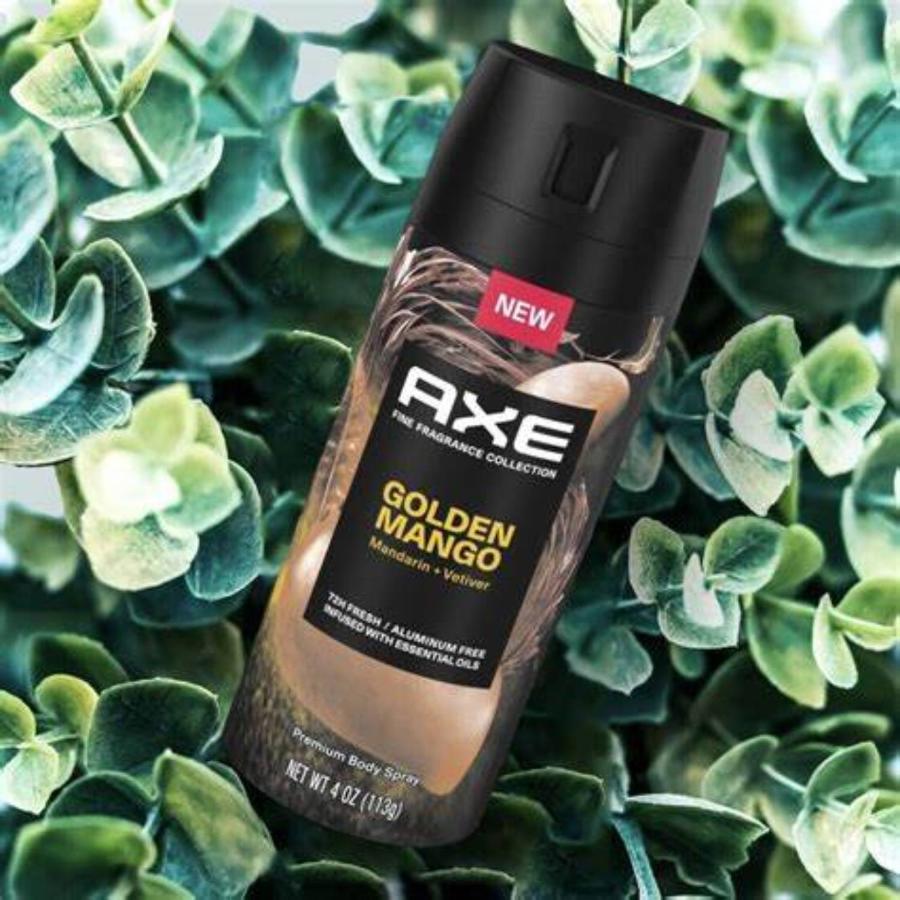 Axe -Body Spray Deodorant  4 oz Golden Mango Mandarin Vetiver - 12 Pack