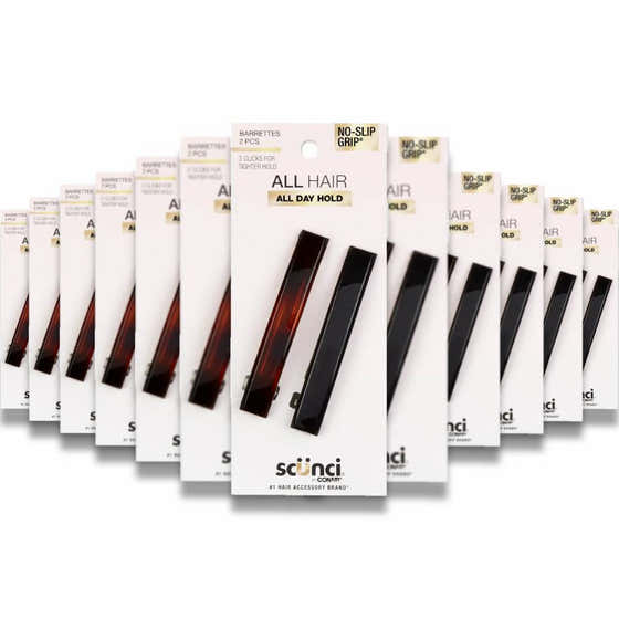 Scunci - No-Slip Grip Auto Clasp Barrettes, Colors May Vary, 2 Ct - 48 Pack | Scunci - Beauty Salons