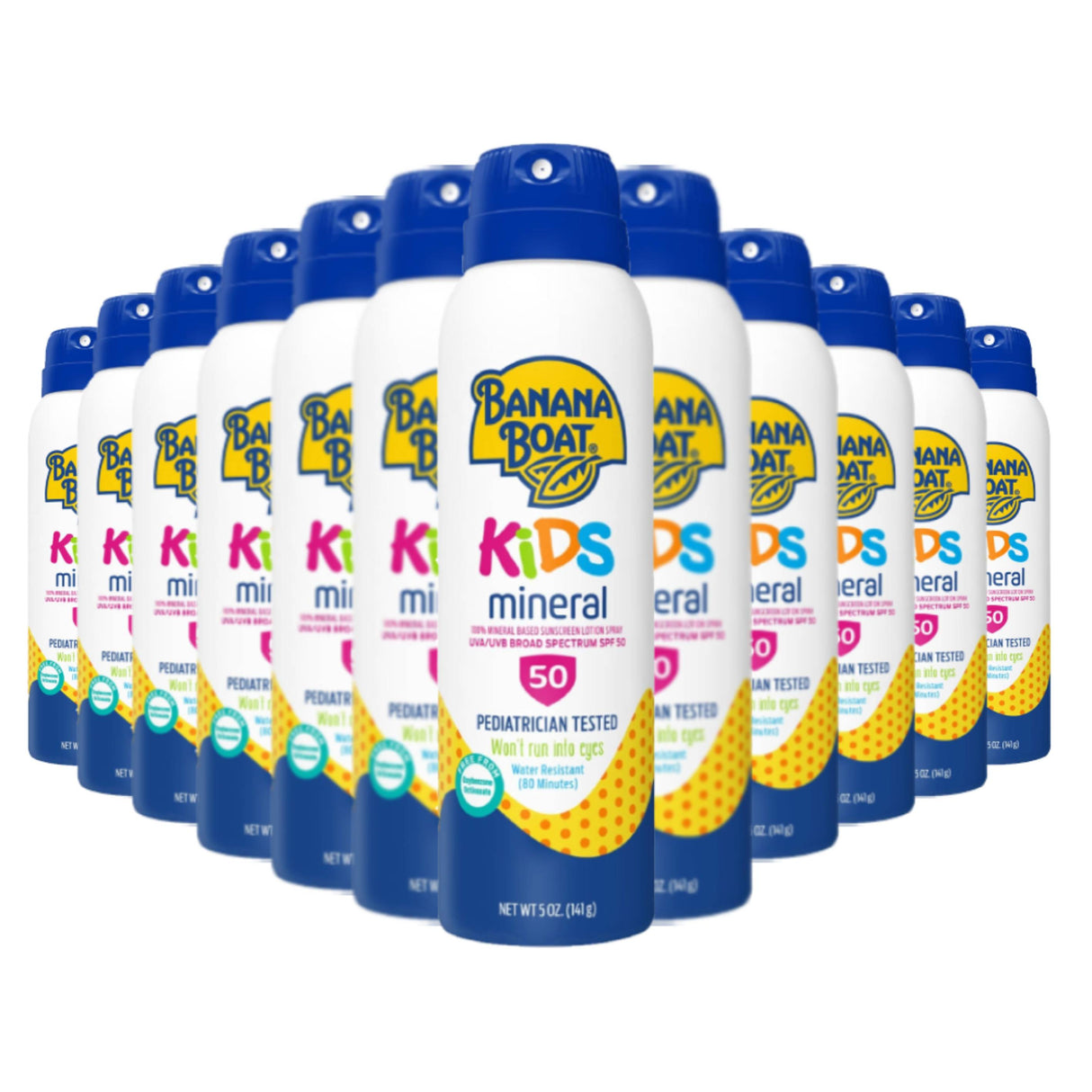 Banana Boat - Kids 100% Mineral Sunscreen Spray SPF 50 - 5 Oz - 12 Pack