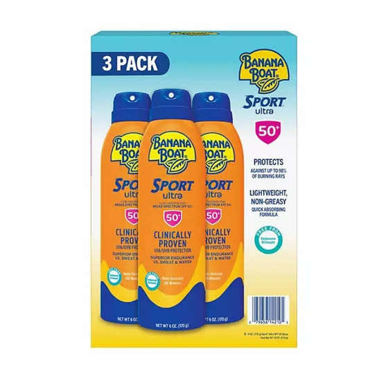 Banana Boat - Sport Ultra Sunscreen Spray, SPF 50 - 6 Oz - 3 Pack | Banana Boat - Sunscreen Wholesale