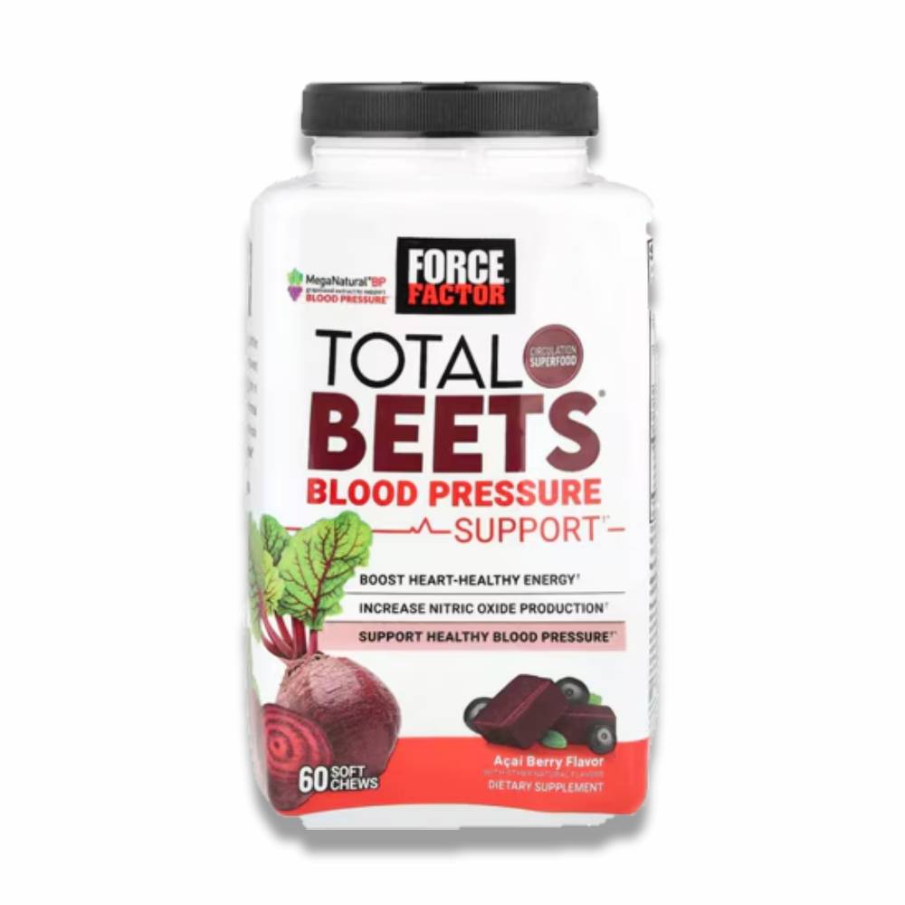 Force Factor - Total Beets, Blood Pressure Support, Acai Berry, Bottle - 60 Soft Chews - 12 Pack