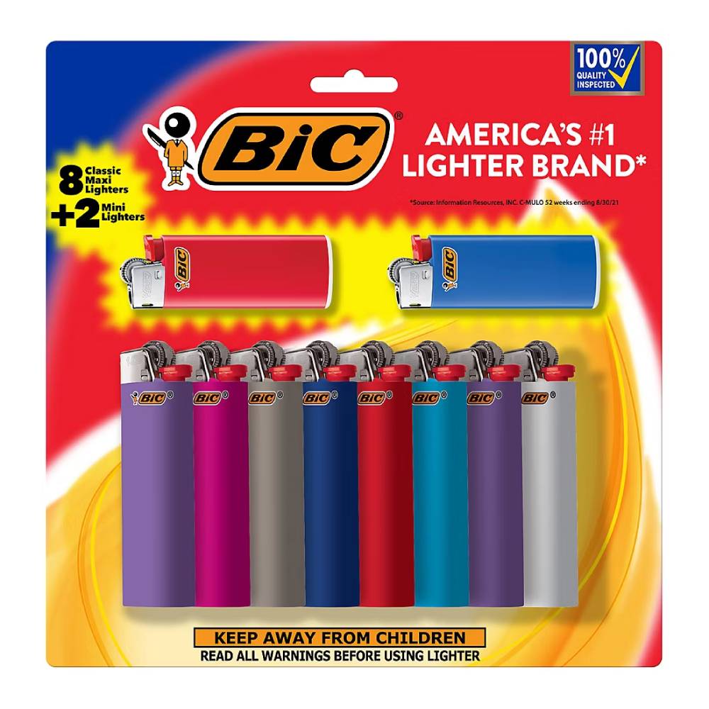 BIC -  Pocket Lighters (8 Maxi with 2 Mini) - 4 Pack