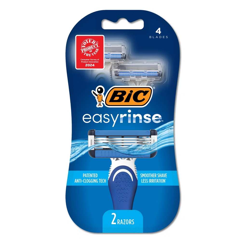 BIC -  EasyRinse Anti-Clogging Men s Disposable Razors 4 Blades, 2 Count - 72 Pack