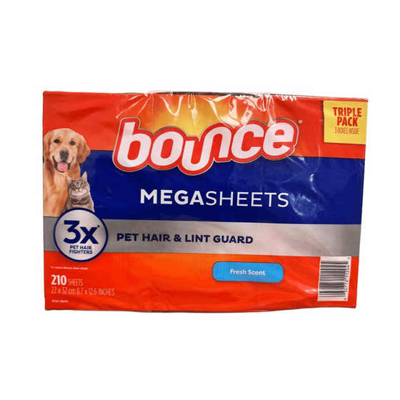 Bounce Pet Hair and Lint Guard Mega Dryer Sheets. Fresh Scent - 210 Sheets | Bounce - Laundry