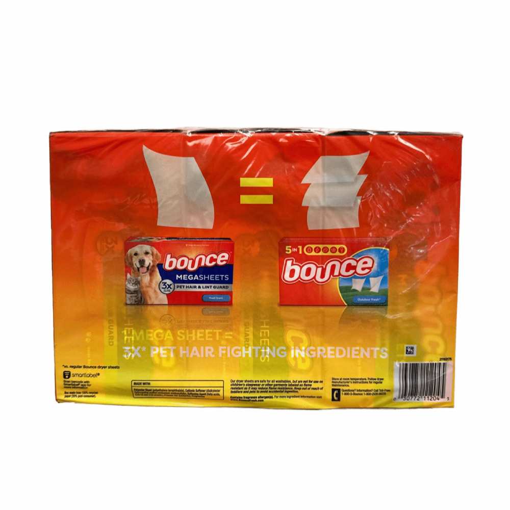 Bounce Pet Hair and Lint Guard Mega Dryer Sheets. Fresh Scent - 210 Sheets