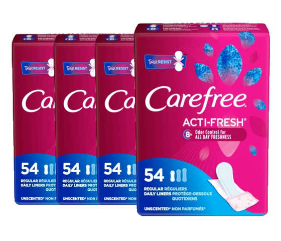 Carefree Actifresh Panty Liners, Regular To Go Unscented (216 ct.) - 4 Pack | Carefree - Feminine Care
