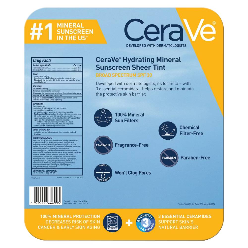 CeraVe - Sheer Tint SPF 30 Mineral Snscreen - 1.7 Oz - 2 Pack