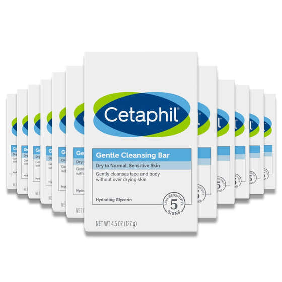 Cetaphil -  Gentle Cleansing Bar for Dry/Sensitive Skin 4.5 Oz - 12 Pack - Cetaphil Gentle Cleansing Bar for Dry/Sensitive...