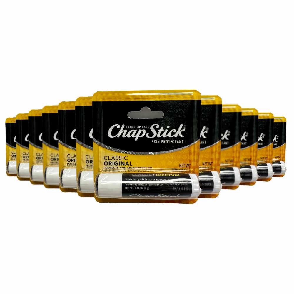 ChapStick - Classic, Regular Flavor, Skin Protectant Lip Balm Tube - 0.15 Oz - 12 Pack