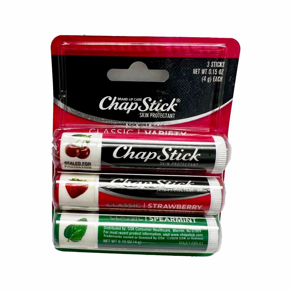 ChapStick - Classic Cherry Spearmint and Strawberry, Lip Balm - 0.15 Oz - 12 Pack