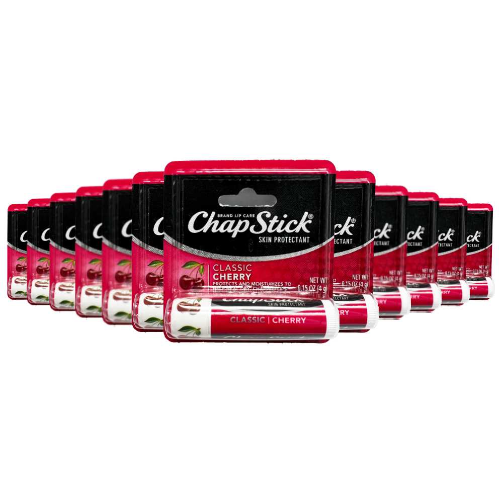 ChapStick - Classic Cherry Flavor Skin Protectant Flavored Lip Balm Tube 0.15 oz -  12 Pack