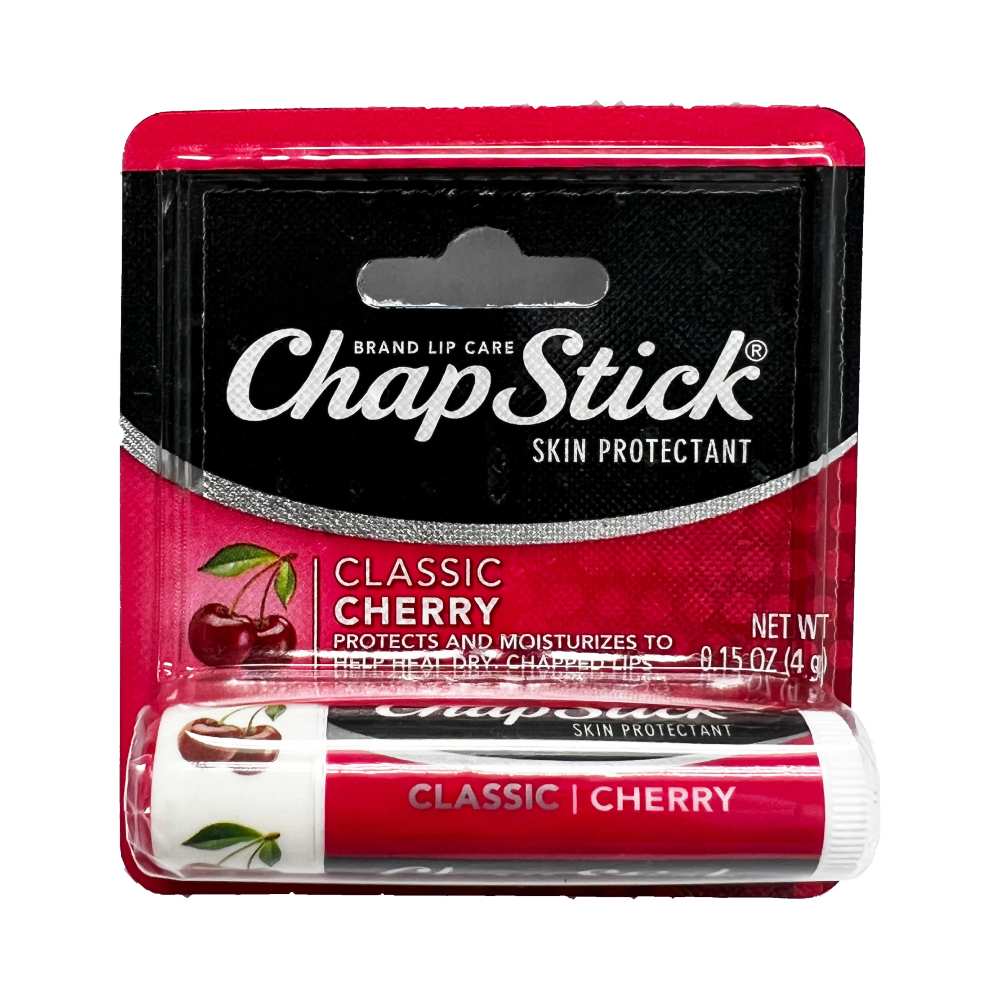 ChapStick - Classic Cherry Flavor Skin Protectant Flavored Lip Balm Tube 0.15 oz -  12 Pack