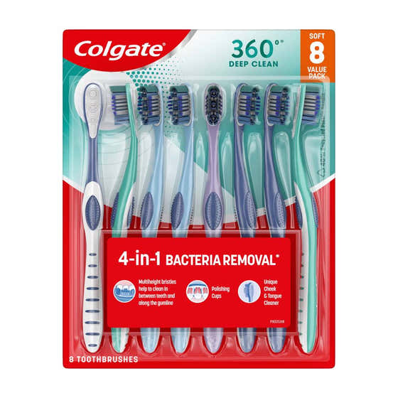 Colgate - 360 Whole Mouth Clean Manual Toothbrush, Adult Soft Toothbrushes - 8 Pack | Colgate - Oral Care