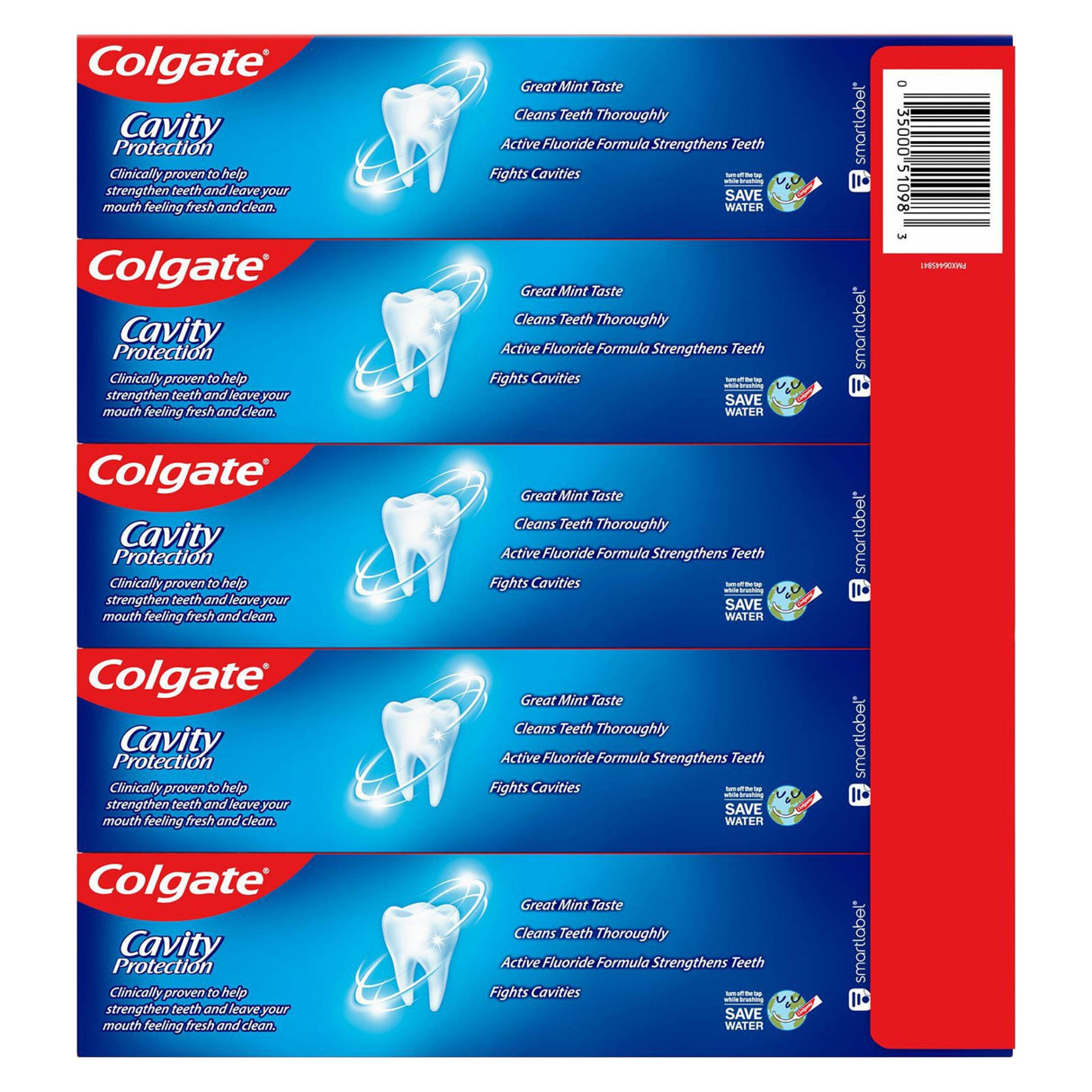 Colgate - Cavity Protection Toothpaste with Fluoride Regular 8 oz ae - 5 Value Pack -