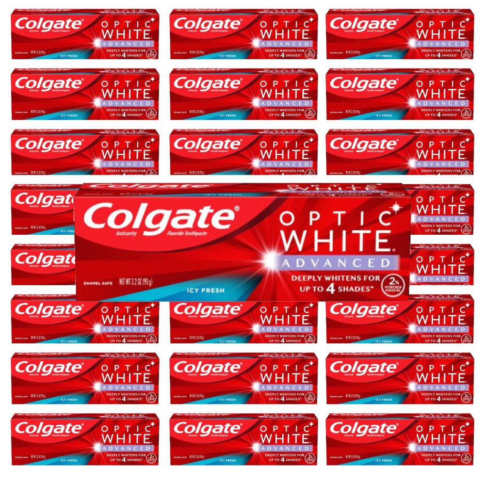 Colgate Optic White Advanced Whitening Toothpaste Icy Fresh - 3.2oz - 24 Pack