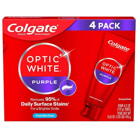 Colgate - Optic White Purple Whitening Toothpaste - 4.2 Oz - 4 Pack -  Colgate Optic White Purple Whitening Toothpaste 4.2...