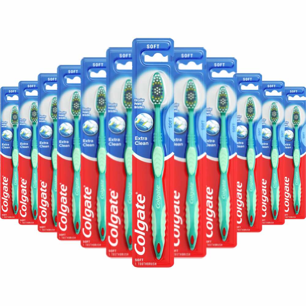 Colgate - Extra Clean Full Head Toothbrush, Variety Colors, Soft, 1 Ea - 12 Pack - OPEN BOX