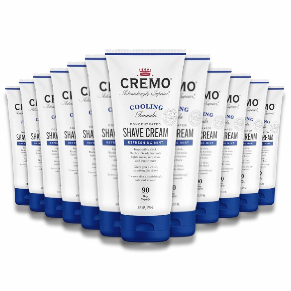 Cremo - Concentrated Mens Shave Cream 6 Fl Oz Cooling Formula Refreshing Mint Scent - 12 Pack