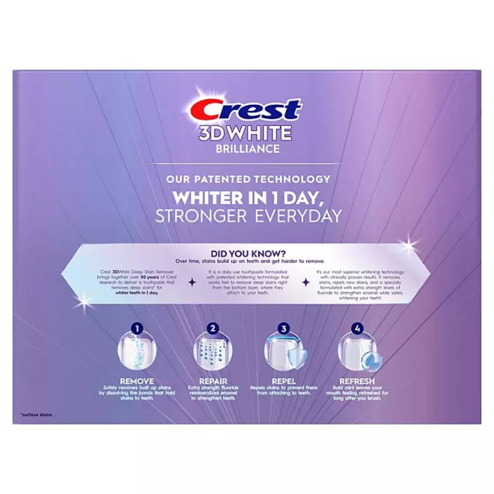 Crest - 3D White Deep Stain Remover Whitening Toothpaste - 2.1 Oz - 4 Pack