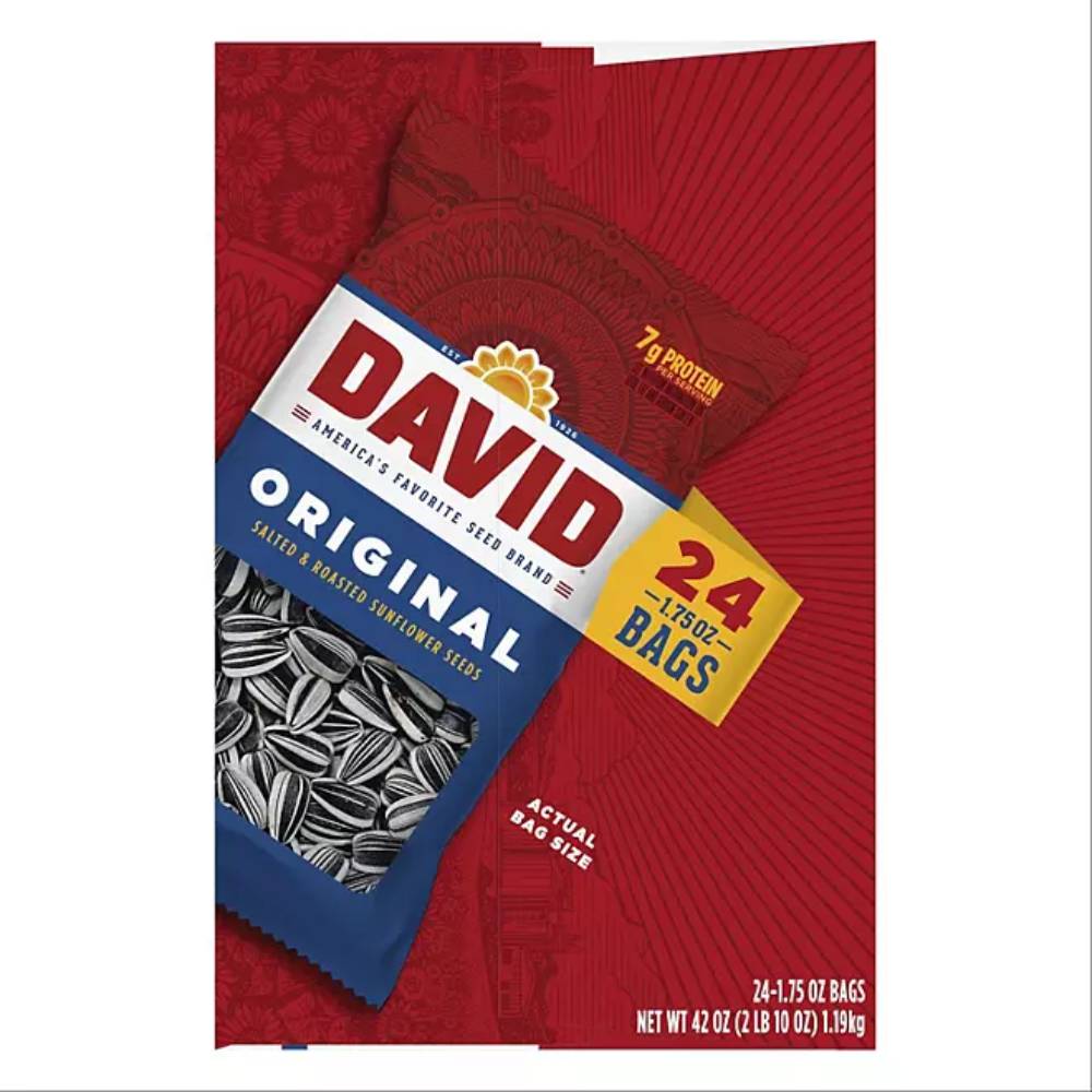 David - Original Sunflower Seeds - 1.75 Oz - 24 Pack