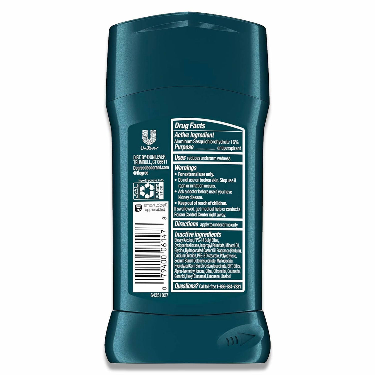 Degree -  Antiperspirant Deodorant Stick, Advanced Protection, Men Adventure,  - 2.7 Oz - 12 Pack