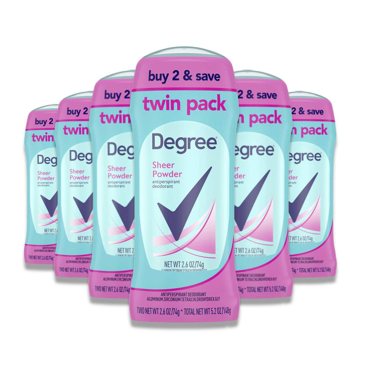 Degree Original Antiperspirant - Sheer Powder, 2.6 Oz - 6 Pack (2) Contarmarket