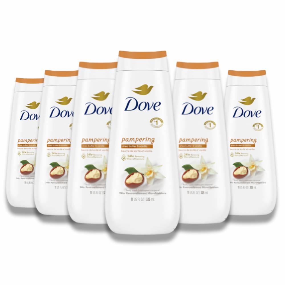 Dove - Shea Butter and Vanilla Body Wash, Pampering - 11 Oz - 6 Pack
