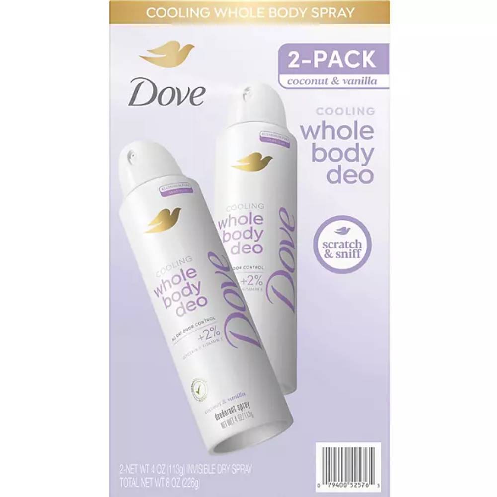 Dove - Whole Body Cooling Deodorant Spray - 4 Oz - 2 Pack