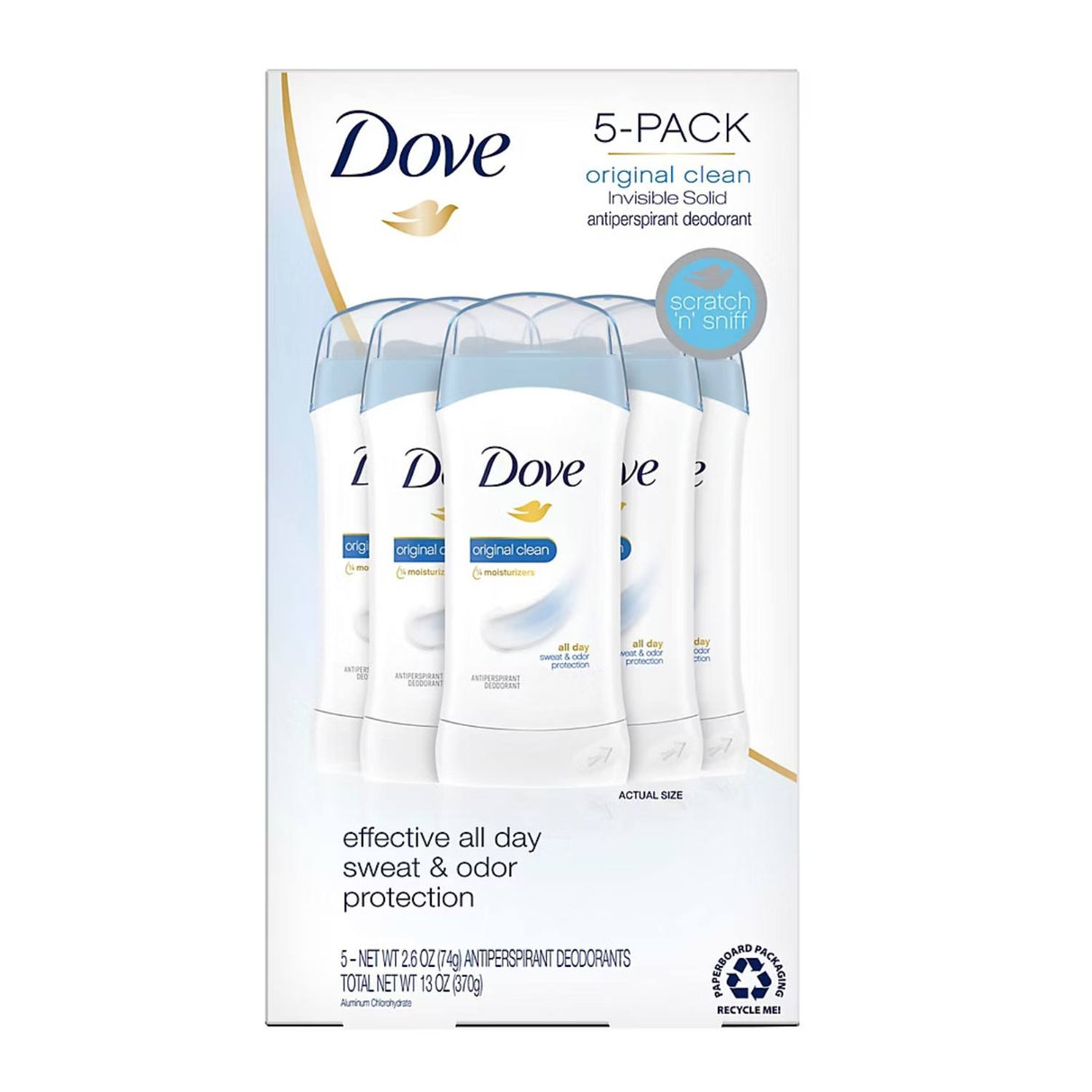 Dove - Original Clean Antipersirant Deodorant - 2.6 Oz - 5 Pack