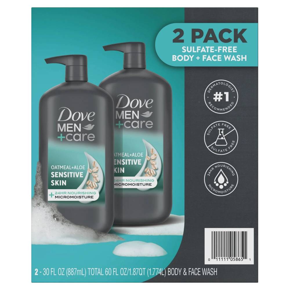 Dove - Men+Care Sensitive Skin Body & Face Wash - 30 Oz - 2 Pack