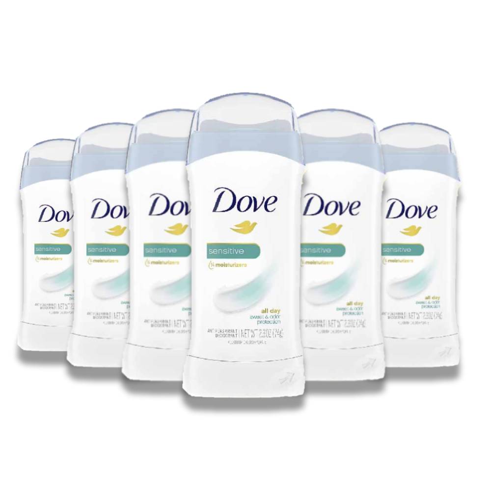 Dove - Invisible Solid Antiperspirant Deodorant stick for women Sensitive - 2.6 oz - 6 Pack - OPEN BOX - EXP DATE 01/26
