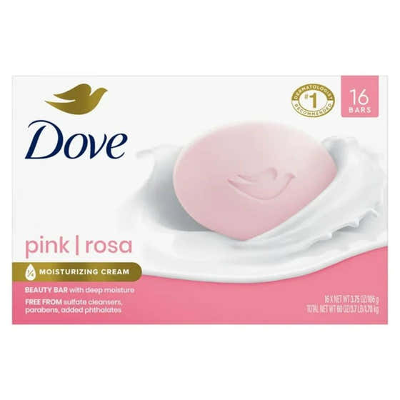 Dove - Beauty Bar Soap, Pink  3.75 oz - 16 Count | Dove - Health & Beauty Pack