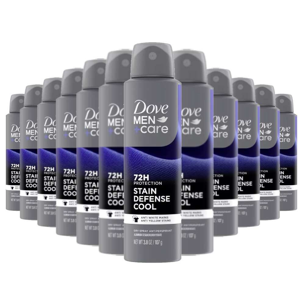 Dove -  Men+Care 72-Hour Stain Defense Dry Spray Antiperspirant  Deodorant Cool - 3.8 Oz - 12 Pack