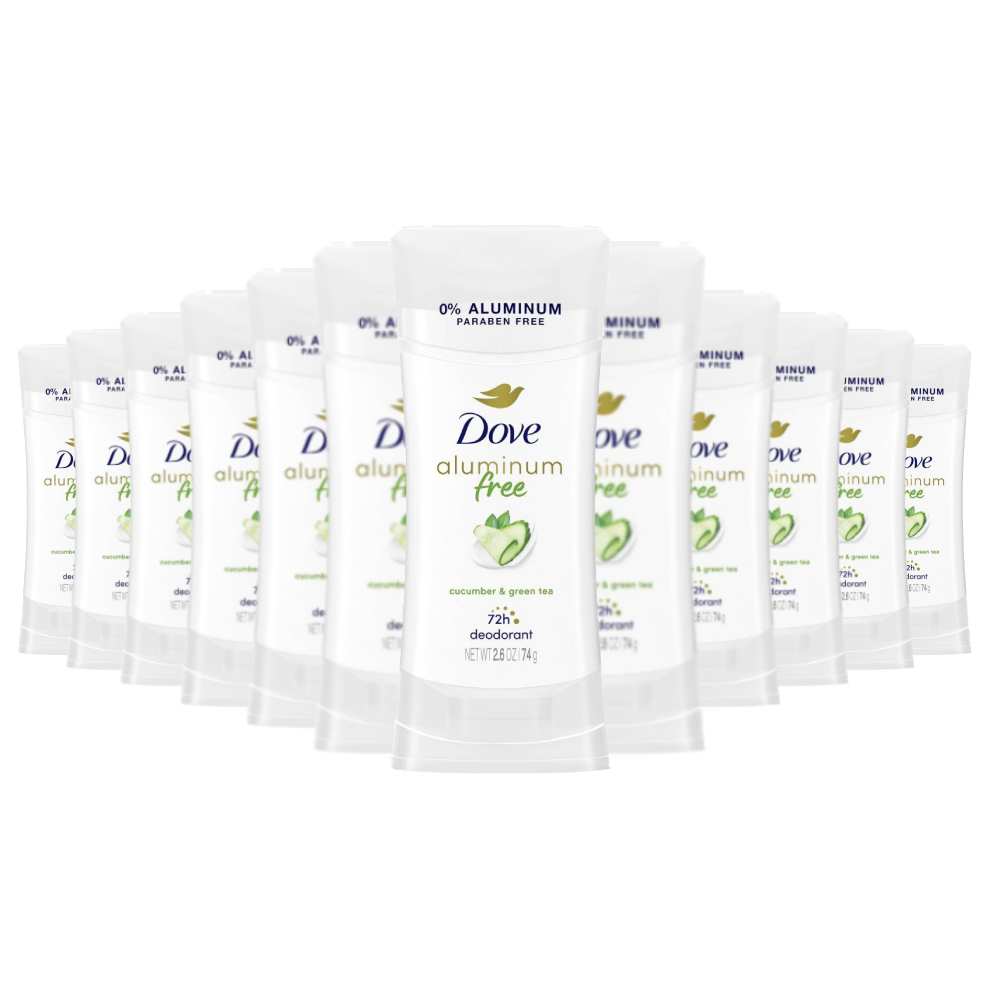 Dove - Beauty Cucumber & Green Tea Solid Deodorant Stick, Aluminum-Free - 2.6 Oz - 12 Pack