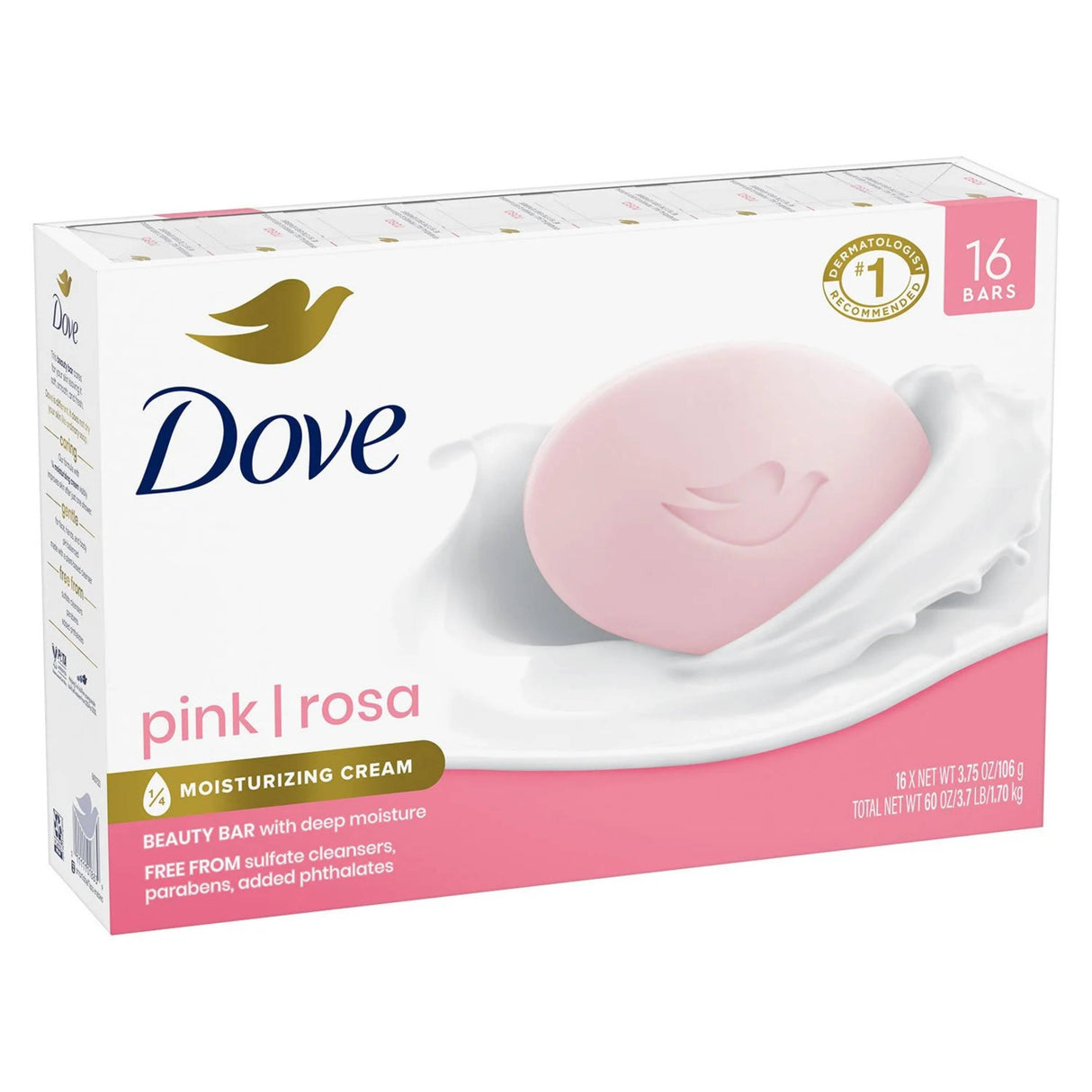Dove - Beauty Bar Soap, Pink 3.75 oz - 16 Count