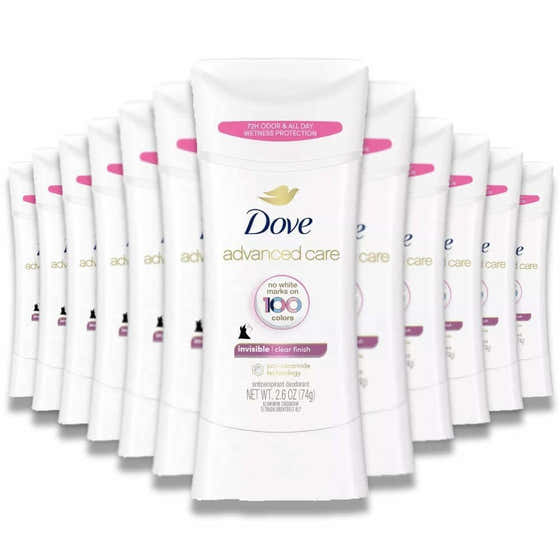 Dove - Beauty Advanced Care, Clear Finish, Women's Antiperspirant & Deodorant Stick - 2.6 Oz - 12 Pack - Dove-Beau...