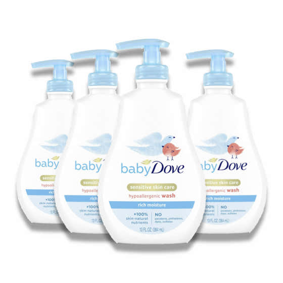 Baby Dove - Rich Moisture Hypoallergnic Wash Newborn Sensitive Skin - 13 fl Oz - 4 Pack | Dove - Baby