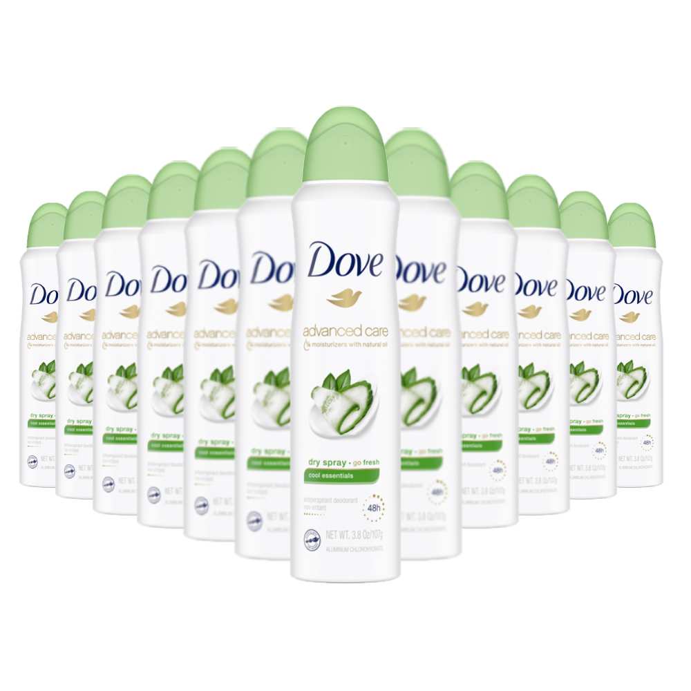 Dove - Advanced Care, 48h Dry Spray Antiperspirant Deodorant, Cool Essentials - 3.8 Oz - 12 Pack